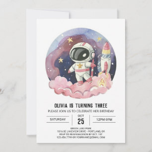 Galaxy Boho Dream Astronaut Birthday Inbjudningar