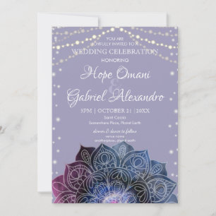 Galaxy Boho Nebula Mandala Light Led Bulb Bröllop Inbjudningar