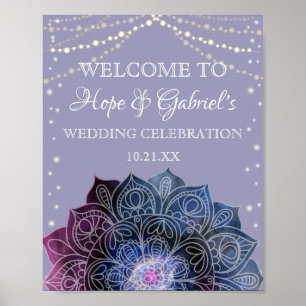 Galaxy Boho Nebula Mandala Light Led Bulb Bröllop Poster