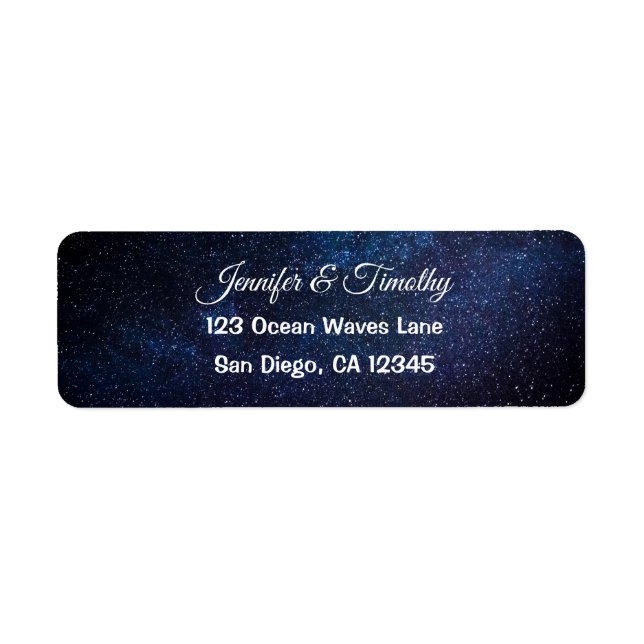 Galaxy Bröllop Celestial Universe Stars Elegant Returadress Etikett (Framsidan)