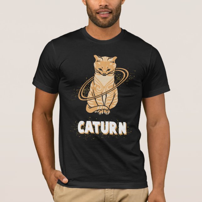 Galaxy Cat Astronaut Saturn Planet Space Kitten T Shirt (Framsida)