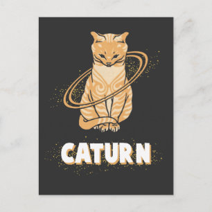 Galaxy Cat Astronaut Saturn Planet Space Kitten Vykort