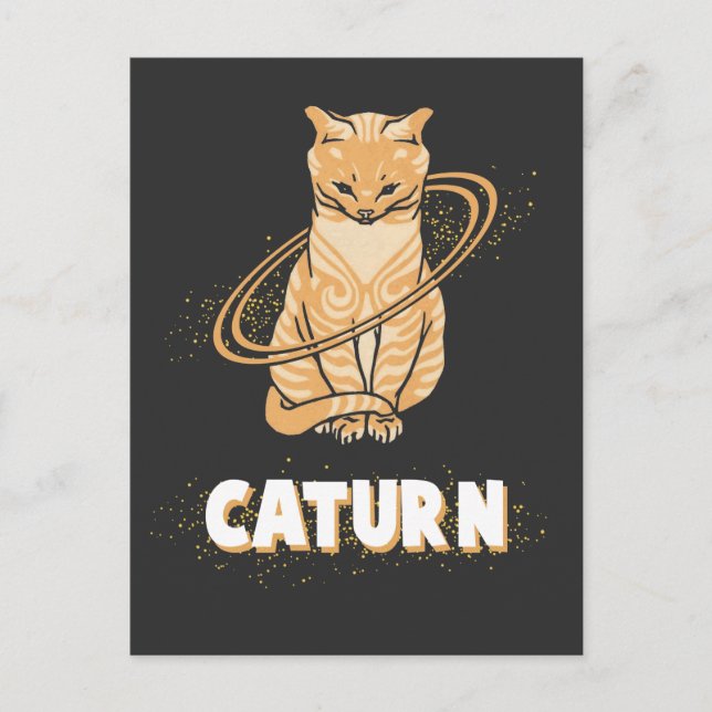 Galaxy Cat Astronaut Saturn Planet Space Kitten Vykort (Framsida)