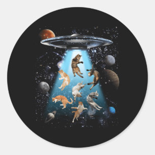 Galaxy Cat Cat Ufo Cat Cat Owner Runt Klistermärke