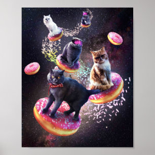 Galaxy Cat Donut - Space Cats Riding Donuts Poster
