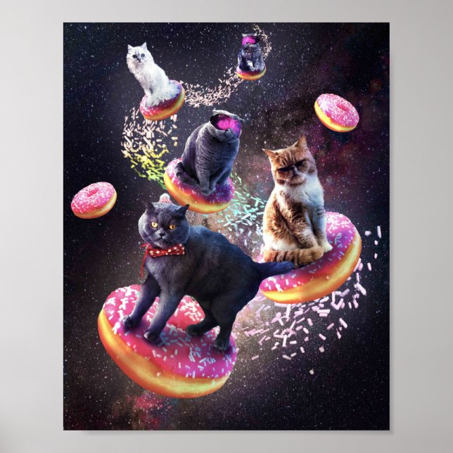 Galaxy Cat Donut - Space Cats Riding Donuts Poster (Framsidan)