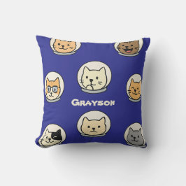 Galaxy Cat Head Pillow With Name For Cat Lovers Kudde