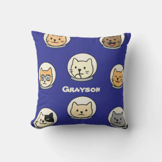 Galaxy Cat Head Pillow With Name For Cat Lovers Kudde