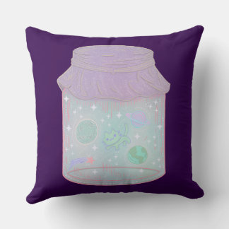 Galaxy Cat i en burk | Kawaii rymdkatkonst Kudde