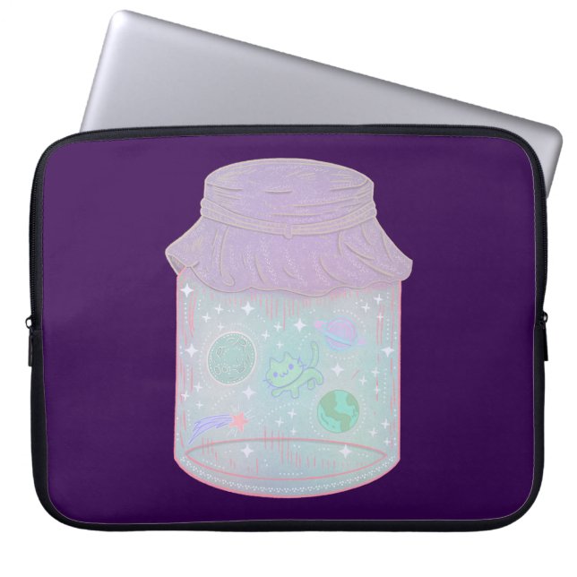 Galaxy Cat i en burk | Kawaii rymdkatkonst Laptop Fodral (Framsidan)