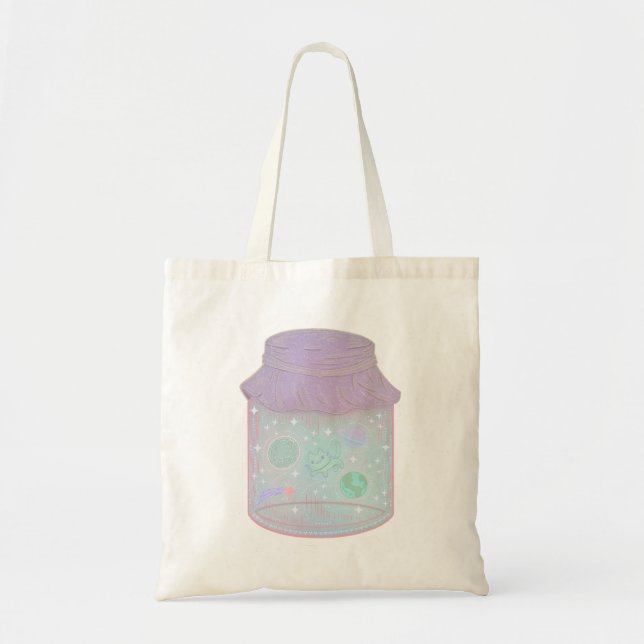 Galaxy Cat i en burk | Kawaii rymdkatt konst Tygkasse (Framsidan)
