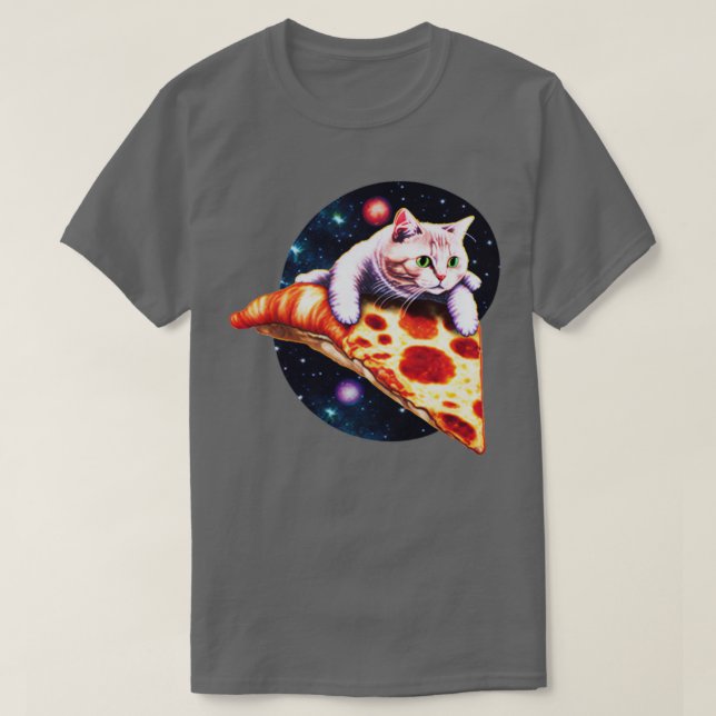 Galaxy Cat Riding A slice of Pizza T Shirt (Design framsida)
