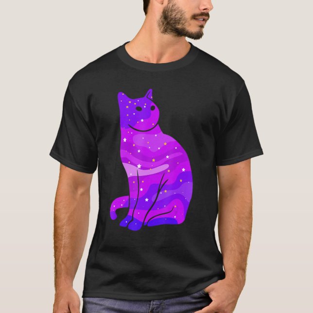 Galaxy Cat Rymden Cat Universe T Shirt (Framsida)