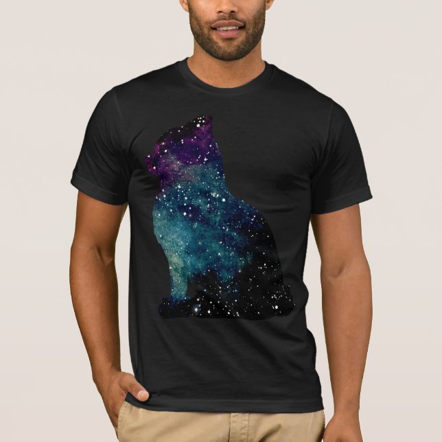 Galaxy Cat Sitta T Shirt (Framsida)