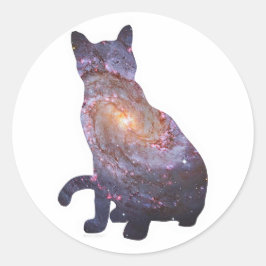 Galaxy Cat Sticker 4 Runt Klistermärke