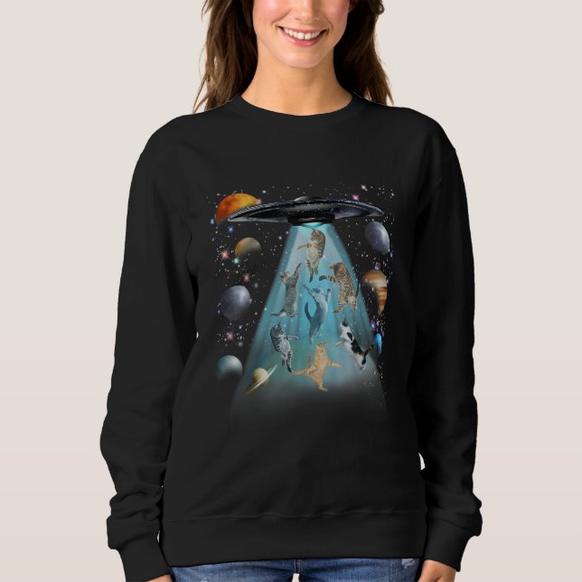 Galaxy Cat Swimming T-Shirt | Cute Astronaut Cats  (Framsida)