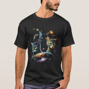 Galaxy Cat Tröja Katt UFO Grafiska Tees Män Kvinno
