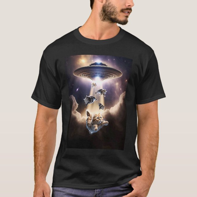 Galaxy Cats  UFO Utomjording T Shirt (Framsida)
