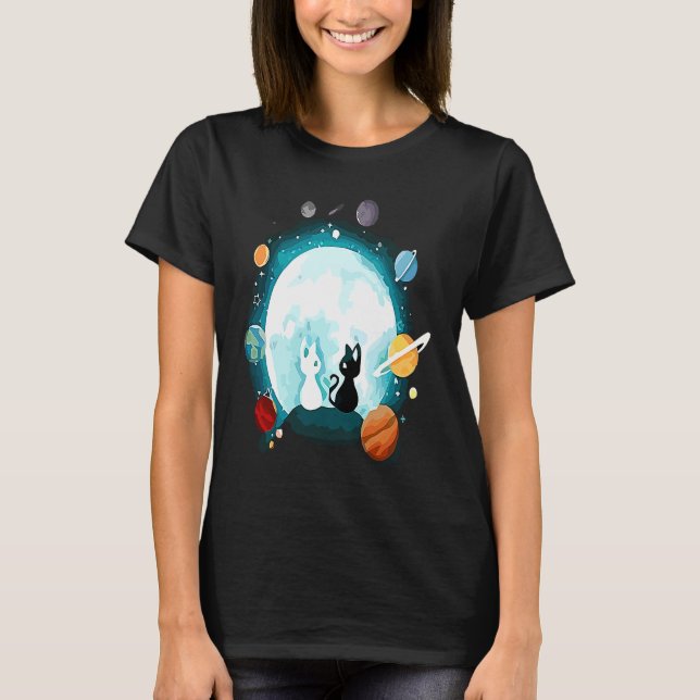 Galaxy Cats Universum rymdkatter rymdmän T Shirt (Framsida)