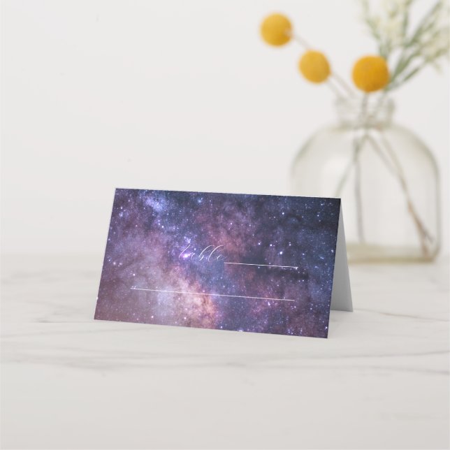 Galaxy Celestial Space Cosmos Stars Bröllop Placeringskort (Framsida)