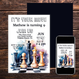 Galaxy Chess Delar Modern Chess Birthday Inbjudningar