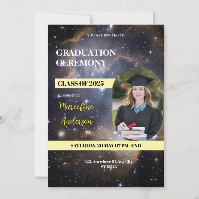 Galaxy Class of 2025 Ceremony Invite Inbjudningar (Framsida)