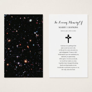 Galaxy Cosmo Sympathy Funeral Prayer Card Visitkort