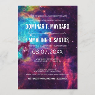 Galaxy Couple Baby Shower Photo Inbjudan