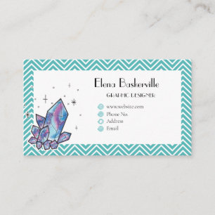 Galaxy Diamond Grönt Chevron Minimalistic Visitkort