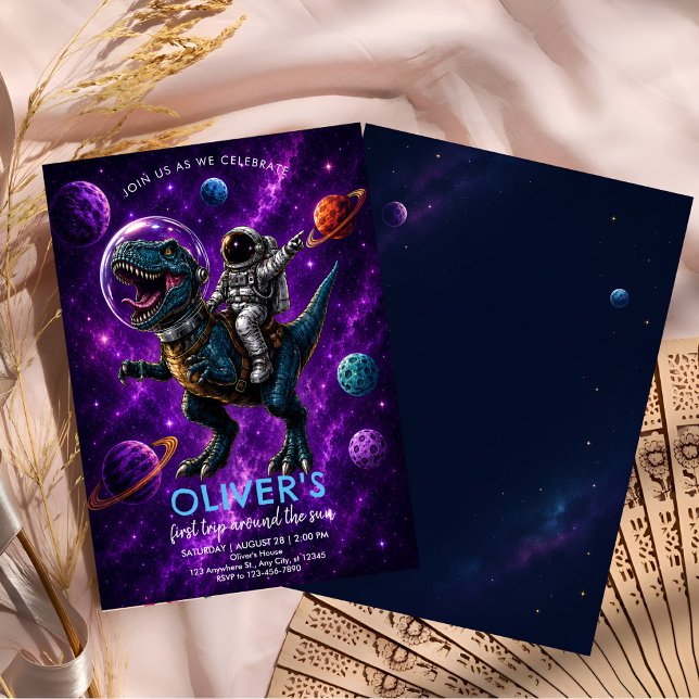 Galaxy Dino 1-årsfest Inbjudningar (Skapare uppladdad)