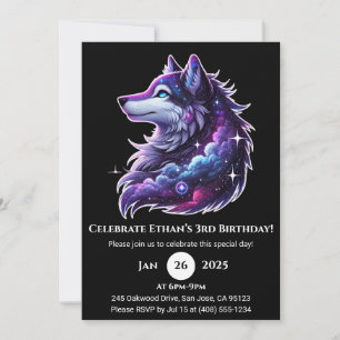 Galaxy Dream Varg Birthday-inbjudan Inbjudningar
