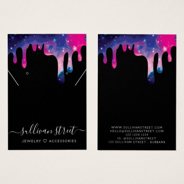 Galaxy Drip Earrings Necklace Visning Card Visitkort (Framsida & baksida)