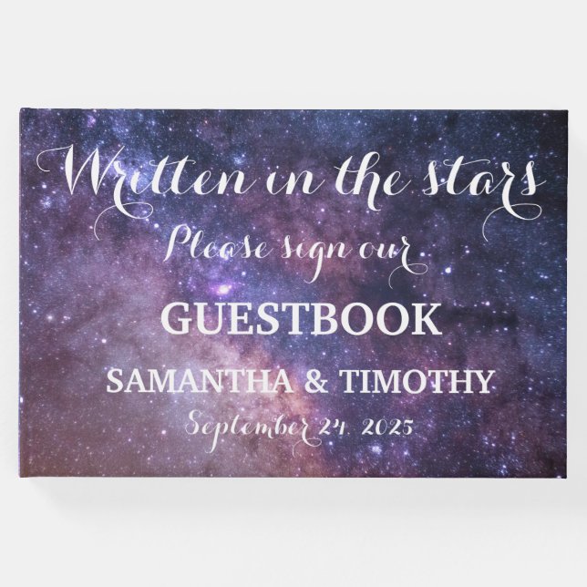 Galaxy Elegant Starry Night Universe Bröllop Gästböcker (Framsida)