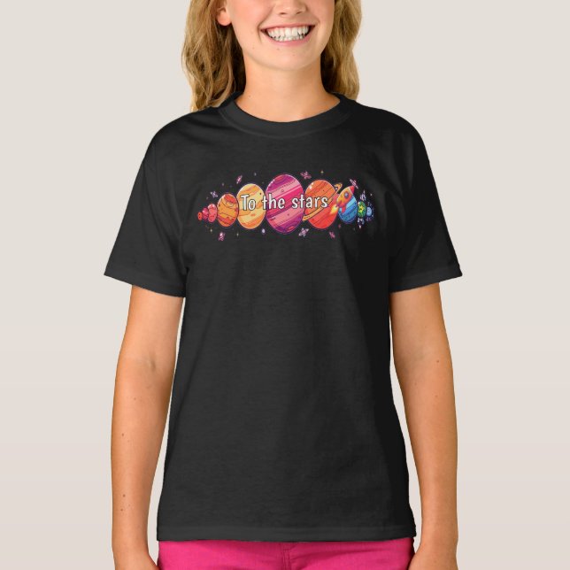 Galaxy Explorer Kids Shirt Roligt Space Äventyr T Shirt (Framsida)