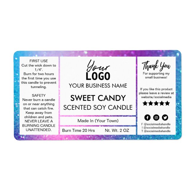 Galaxy Färgad Candy Scented Soy Candle Fraktsedel (Framsidan)