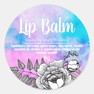 Galaxy Färgad White Line Art Lip Balm Pot Labels Runt Klistermärke