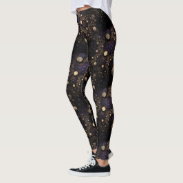 Galaxy Fractal Måne Mönster Leggings