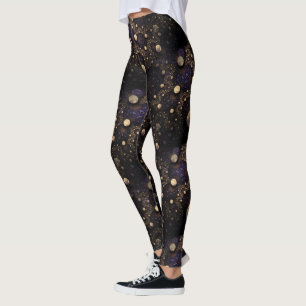 Galaxy Fractal Måne Mönster Leggings
