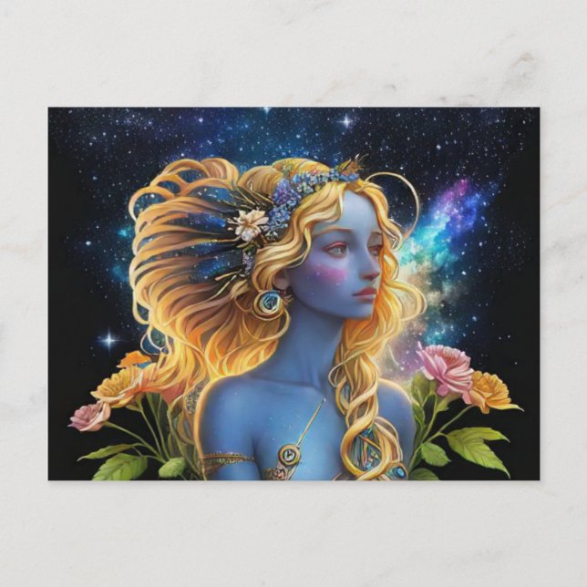 *~* Galaxy Galactic Women Fantasy Jewels AP58 Helg Vykort (Framsida)