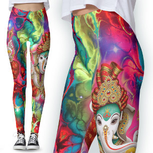 Galaxy Ganesh Gud Hippie Boho Psychedelic Leggings