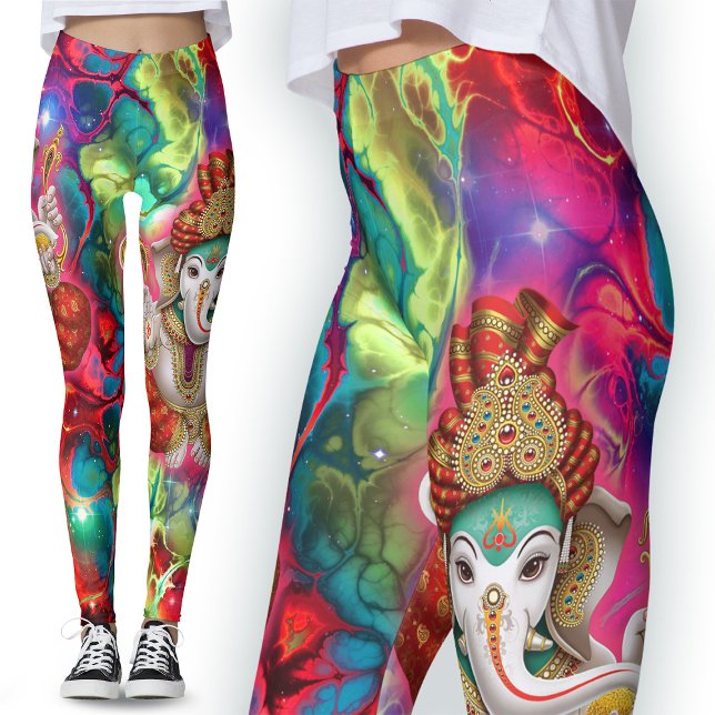 Galaxy Ganesh Gud Hippie Boho Psychedelic Leggings (Skapare uppladdad)