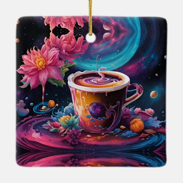 Galaxy Garden Coffee Art Julgransprydnad Keramik (Baksida)