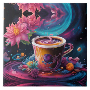 Galaxy Garden Coffee Art Kakelplatta