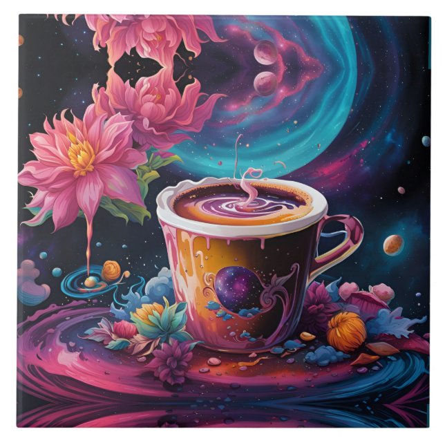 Galaxy Garden Coffee Art Kakelplatta (Framsidan)