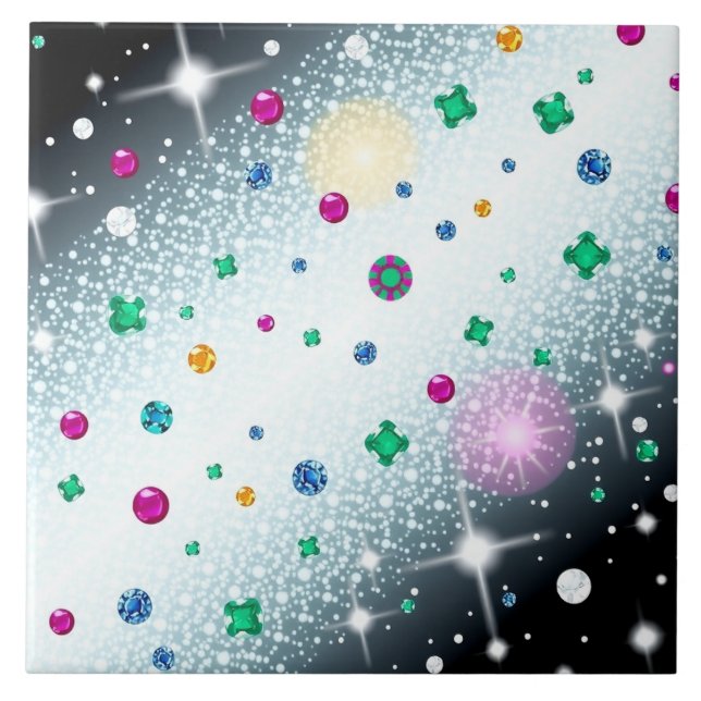 Galaxy Gem Shower Decorative Ceramic Tile Kakelplatta (Framsidan)