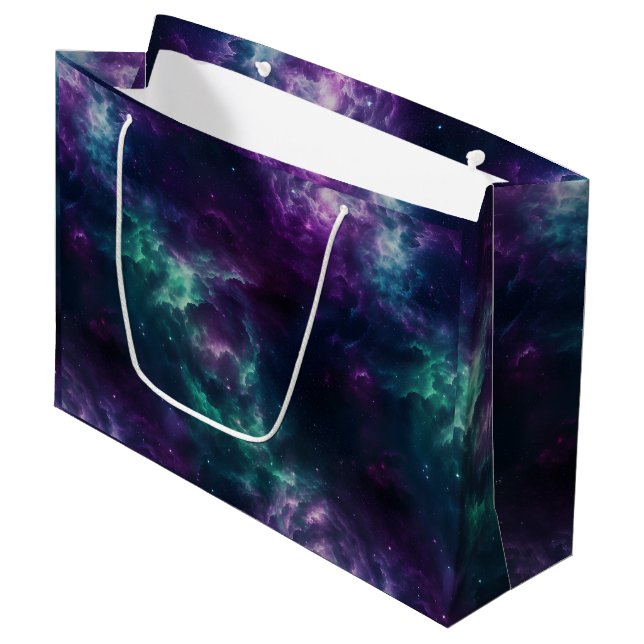 Galaxy Gift Bag Födelsedagsfest Rymden (Framsidan Vinklad)