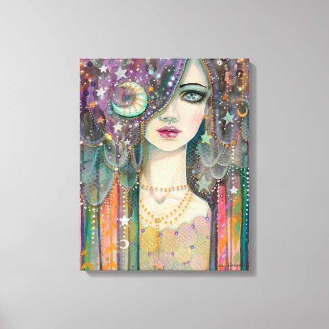 Galaxy Girl Bohemian Beauty Fantasy Art Canvastryck (Framsida)