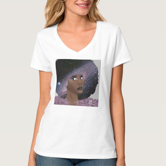 Galaxy Girl V-Nacke T-Shirt (Framsida)