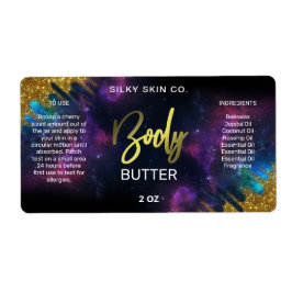 Galaxy Glitter Black and Guld Body Butter Labels Fraktsedel