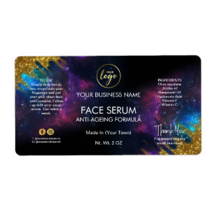 Galaxy Glitter Black Ansikte och Hair Serum Label Fraktsedel